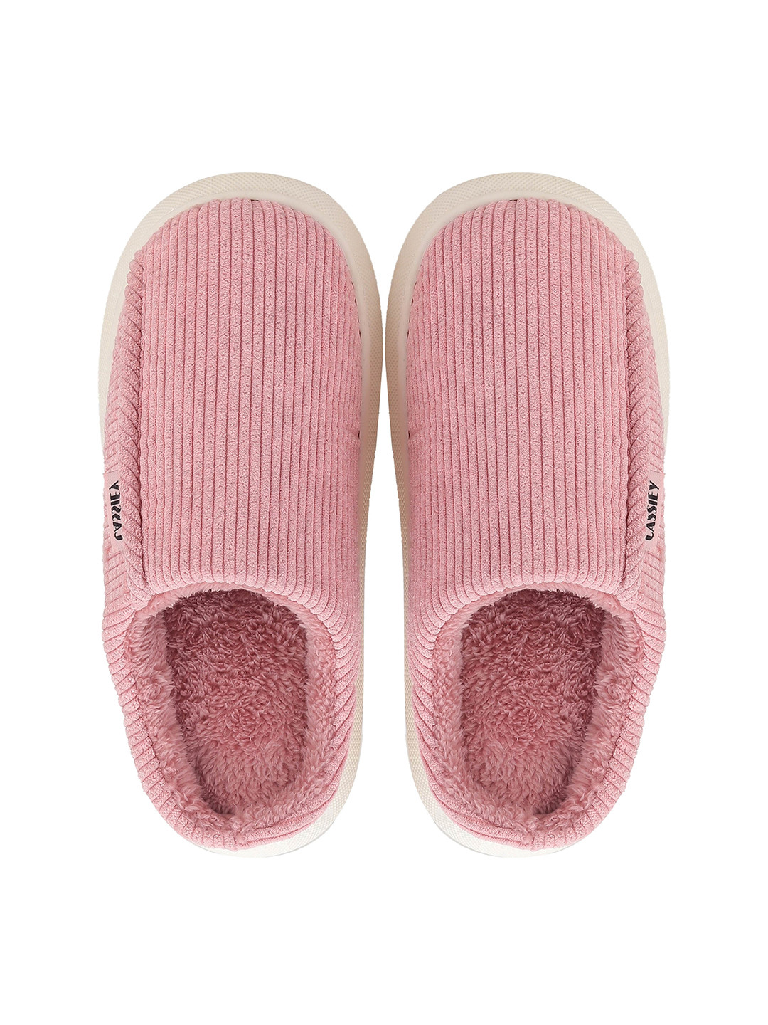 CASSIEY Women Striped Fur Room Slippers