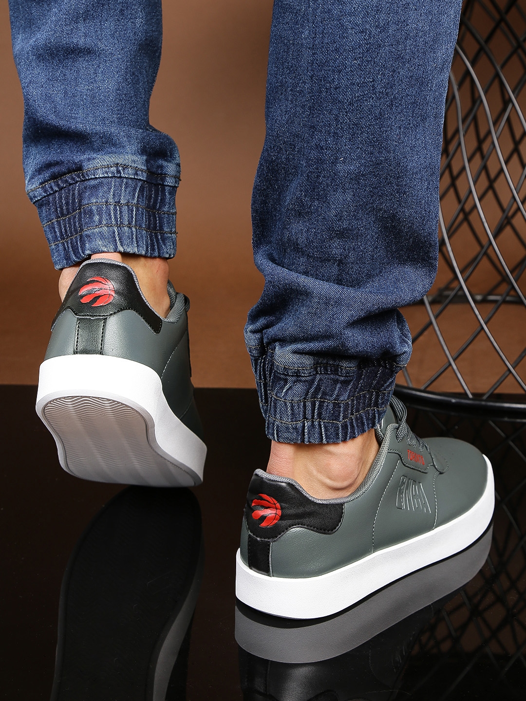 NBA Toronto Raptors Men Grey Sneakers