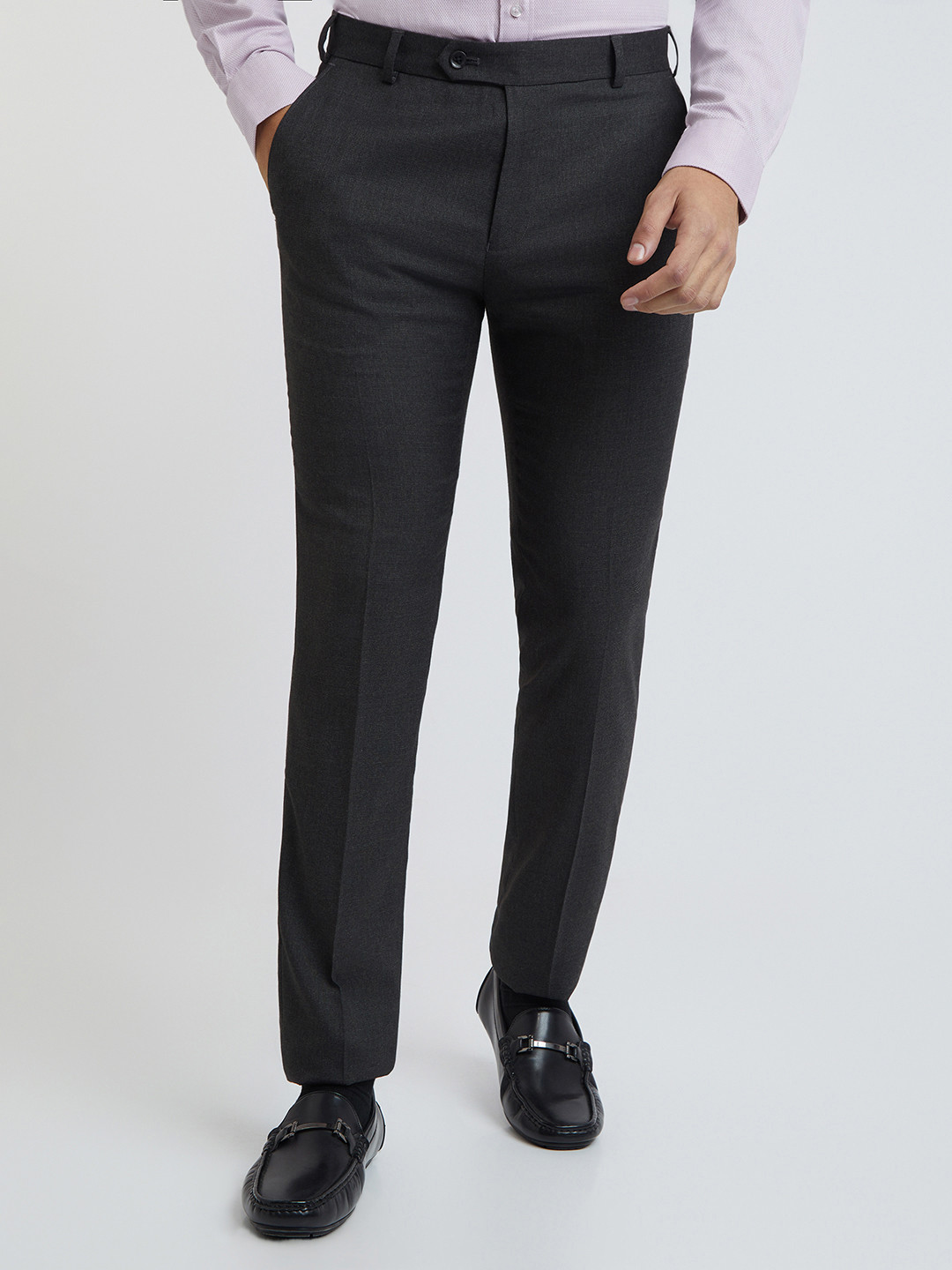 Raymond Men Slim Fit Textured Formal Trousers