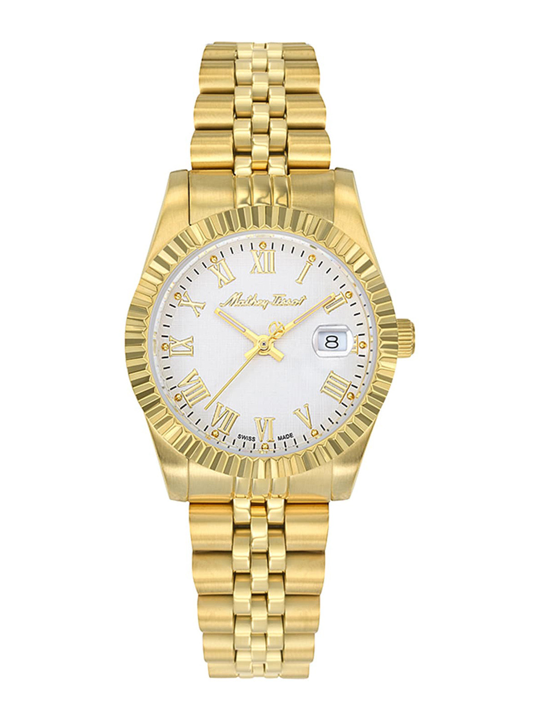 Mathey Tissot Women Swiss Made Mathy Iii Roman White Dial Watch - D810PBRI