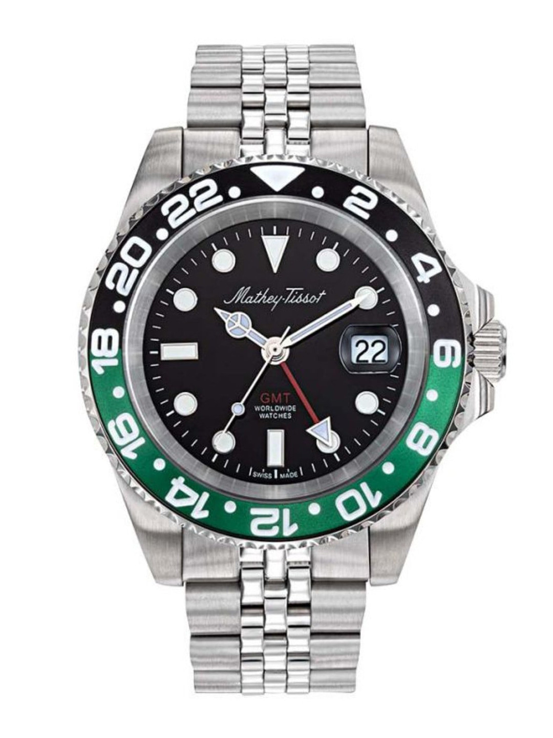 Mathey-Tissot Men Swiss Made Swiss Made GMT Quatrz Black Dial Analog Watch - H903ANV