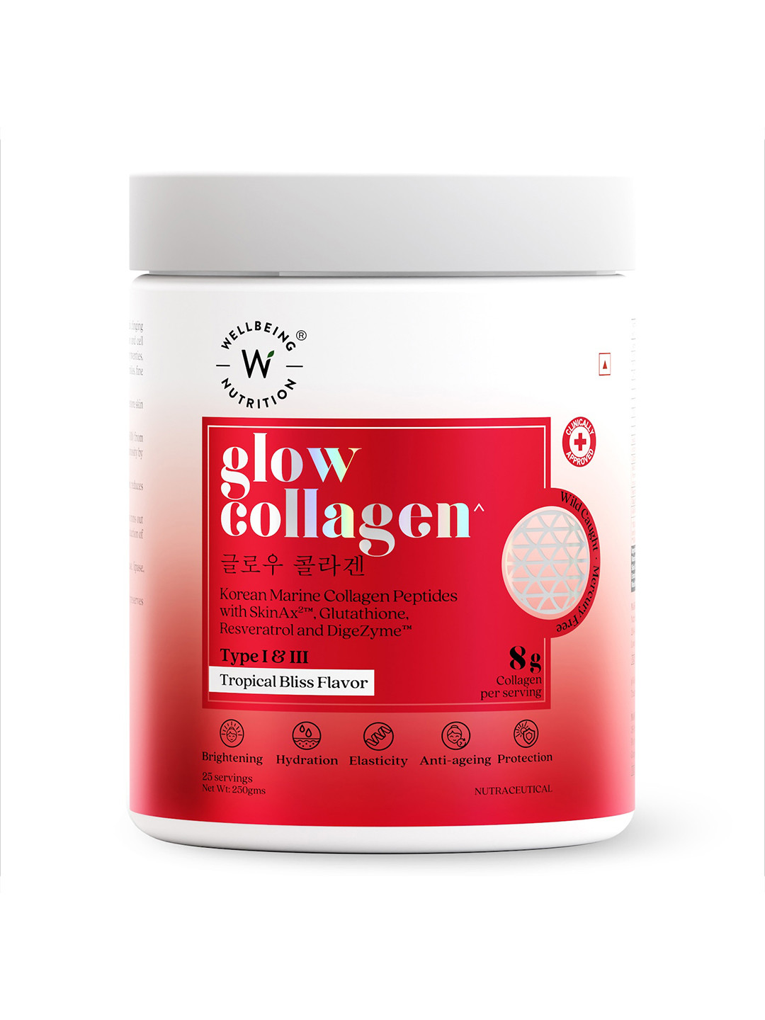 Wellbeing Nutrition Collagen Peptides Reduces Pigmentation Glow Tropical Bliss Flavor 250g