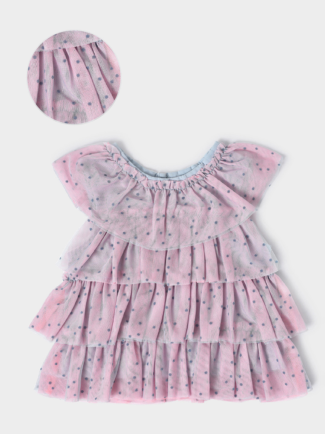 MiArcus Infant Girls Self Design Layered Round Neck Regular Top