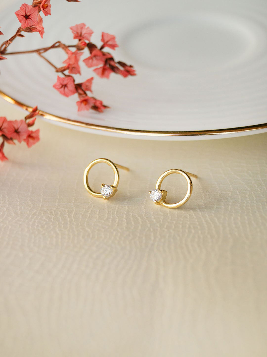 MANNASH Gold-Plated Classic Stud Earrings