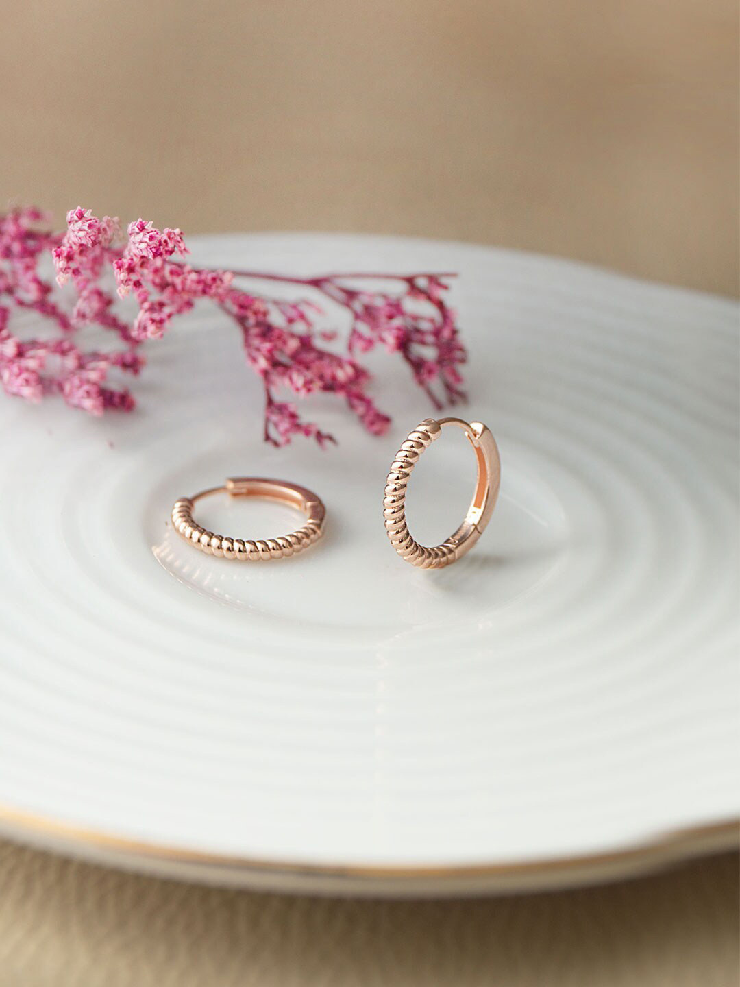 MANNASH Rose Gold-Plated Sterling Silver Hoop Earrings