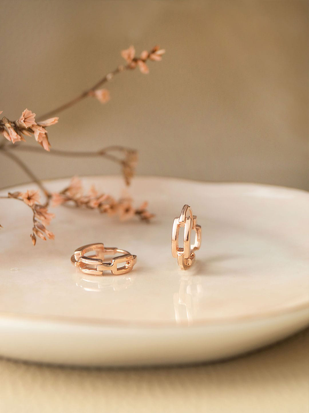 MANNASH Rose Gold Plated Sterling Silver Hoop Earrings