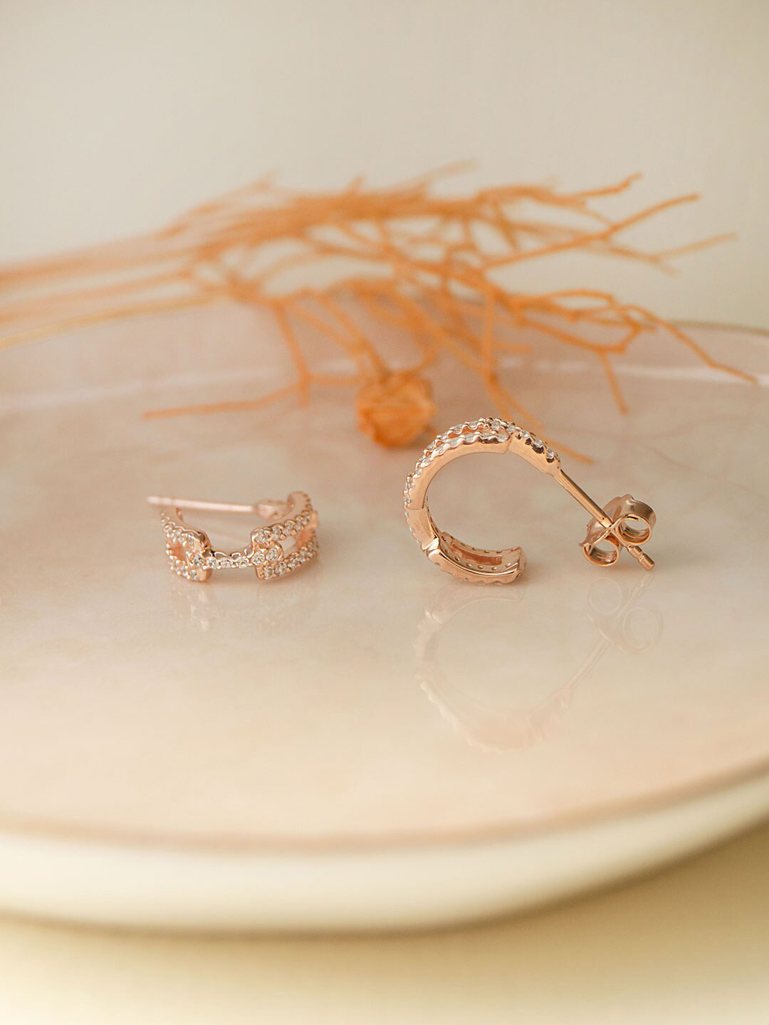 MANNASH Rose Gold Plated Classic Stud Earrings