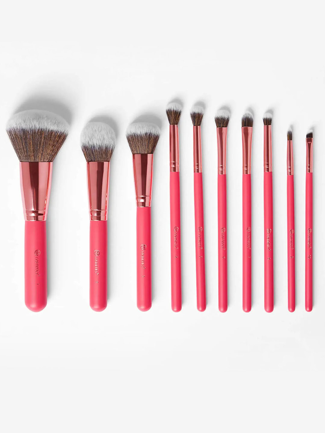 BH COSMETICS Set of 10 Bombshell Beauty Face Makeup Brushes - Coral Pink