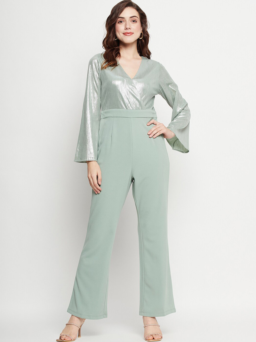 CAMLA V-Neck Flared Sleeves Basic Jumpsuit