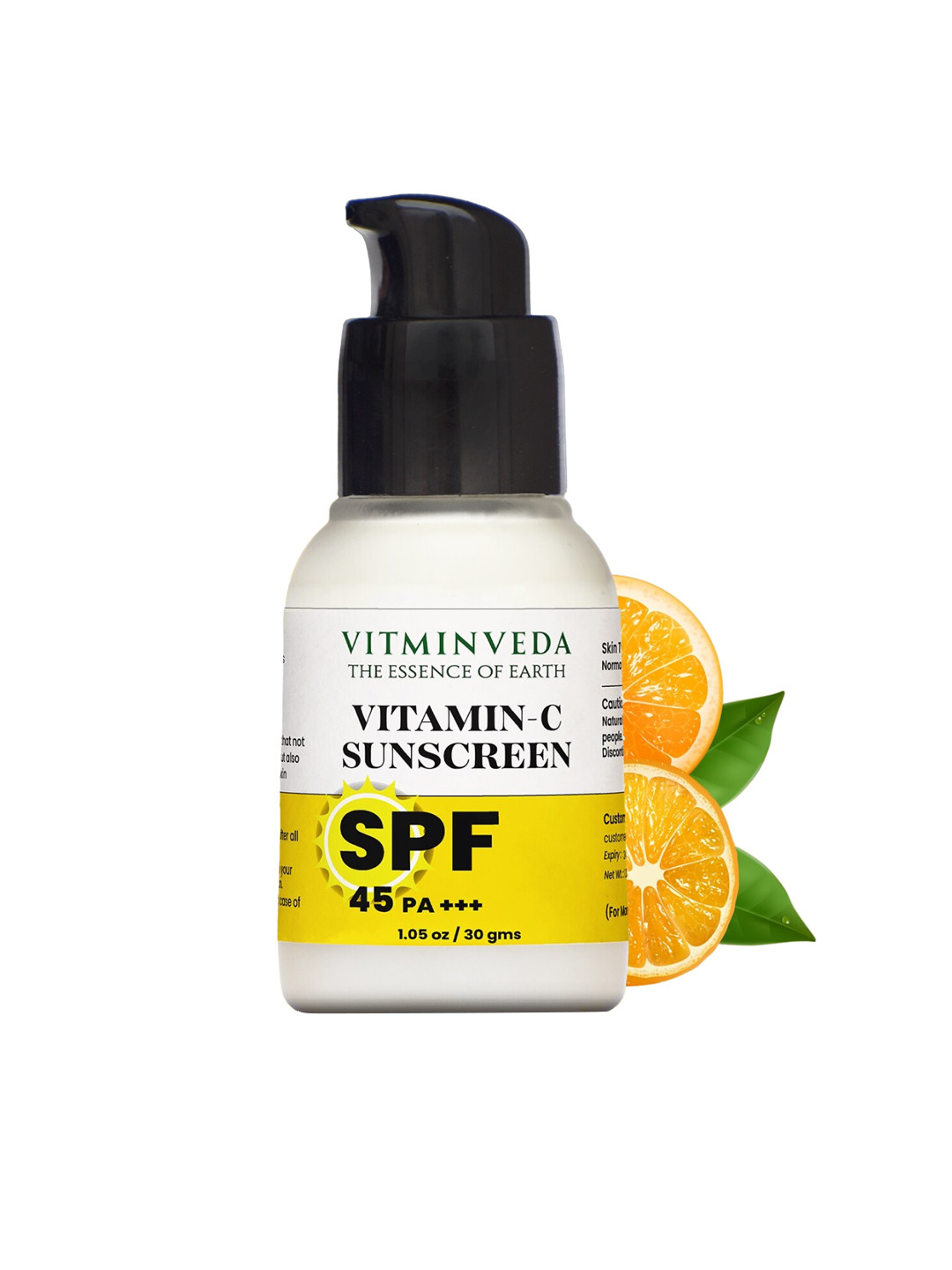 VITMINVEDA Vitamin C Sunscreen SPF 45 PA+++ For Blue Light & Pollution Protection - 30g