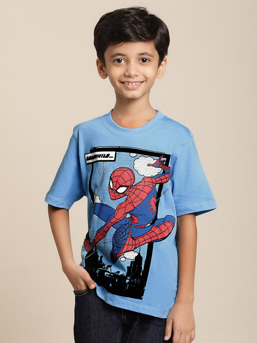 Kids Ville Boys Spiderman Printed Cotton Tshirt