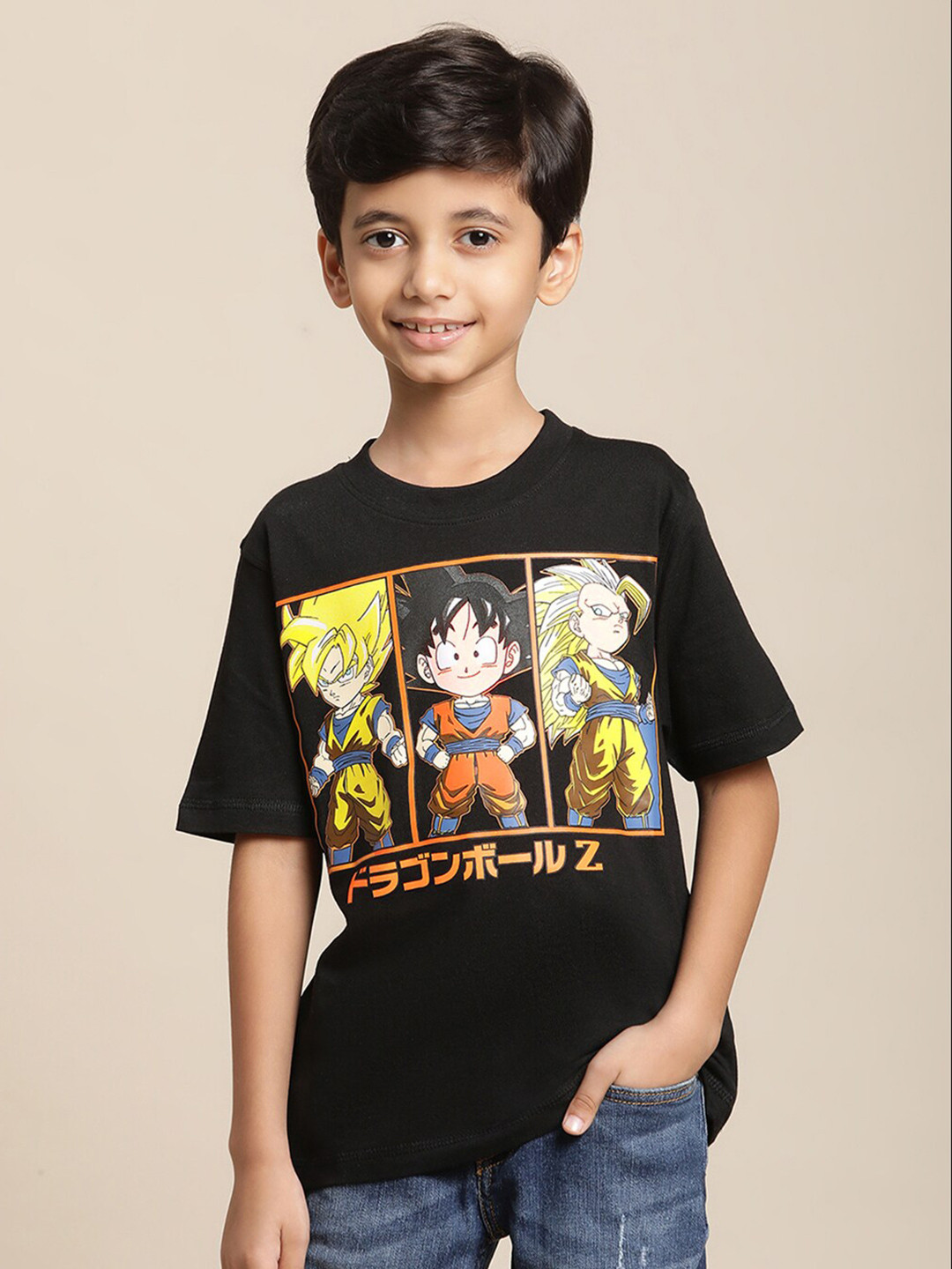 Kids Ville Boys Dragon Ball Z Anime Printed Cotton Tshirt