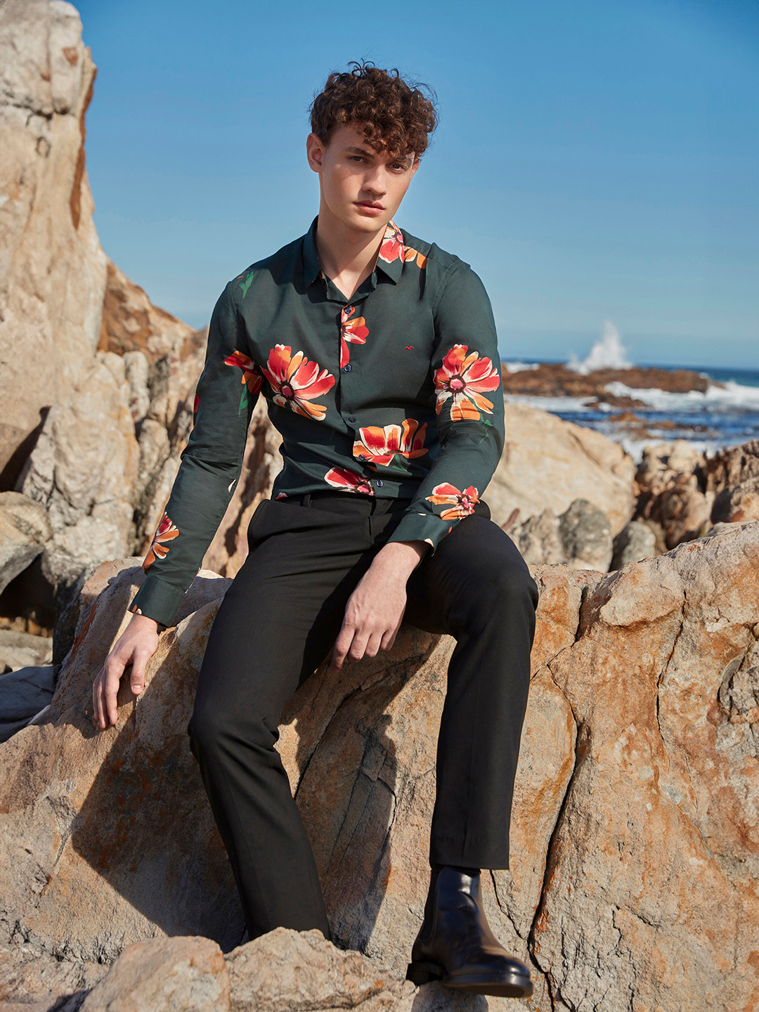 Mufti Classic Floral Printed Pure Cotton Slim Fit Shirt