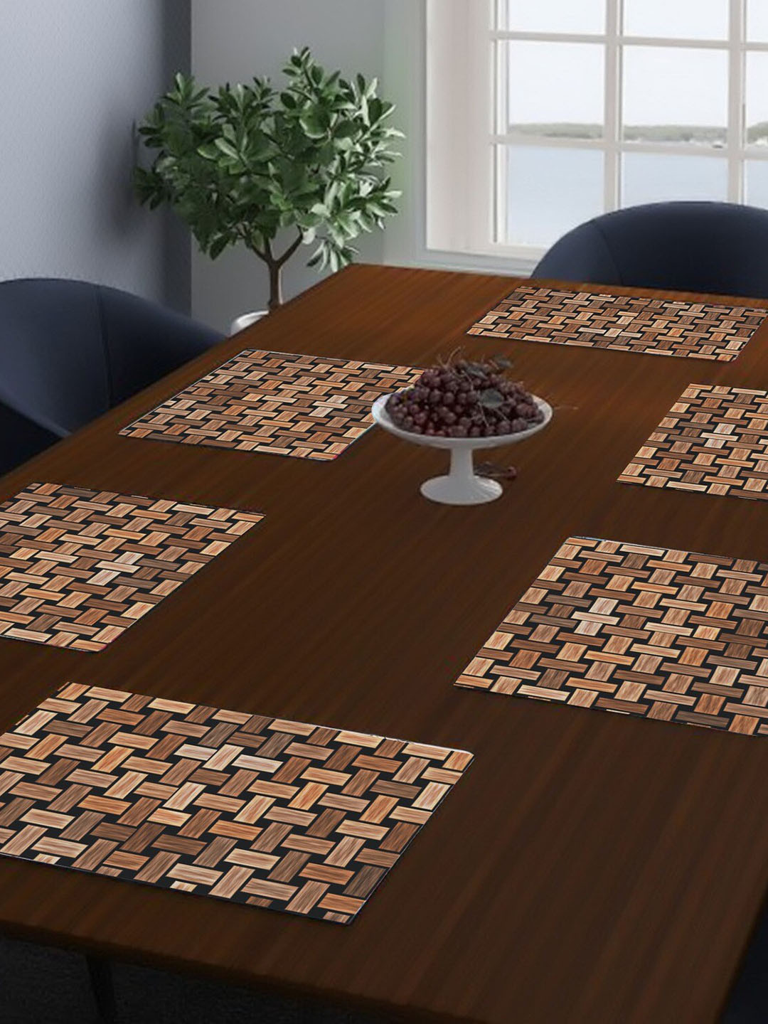 Dakshya Industries Khaki 6-Pieces Rectangular Table Placemats