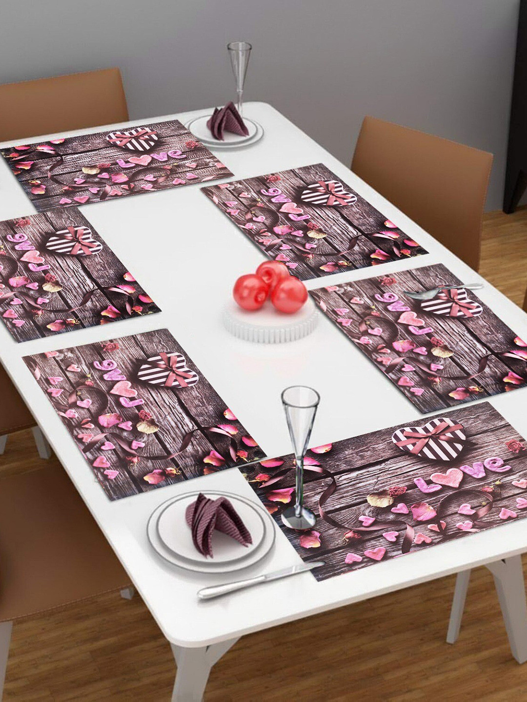 Dakshya Industries 6-Pcs Brown & Lavender Rectangular Table Placemats