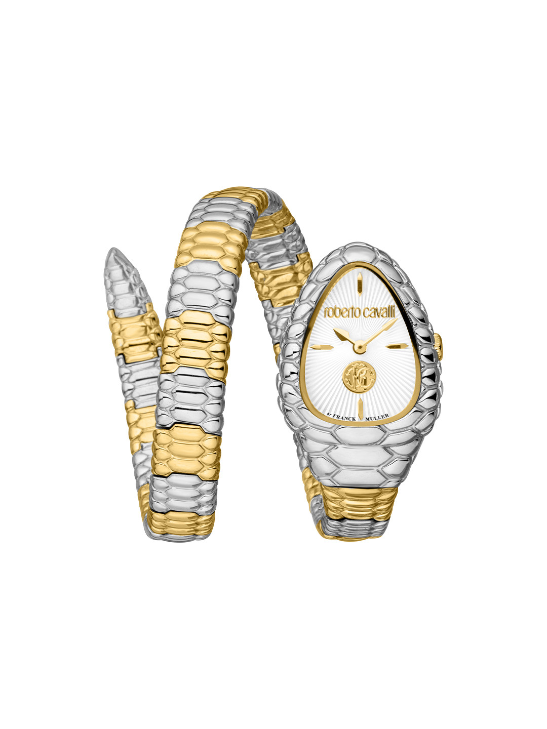 Roberto Cavalli by Franck Muller Women Silver-Toned Dial & Multicoloured Stainless Steel Wrap Around Straps Watch