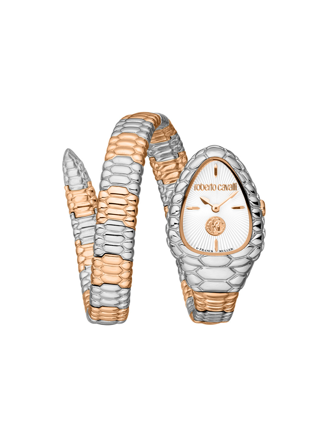 Roberto Cavalli by Franck Muller Women Silver-Toned Dial & Multicoloured Stainless Steel Wrap Around Straps Watch