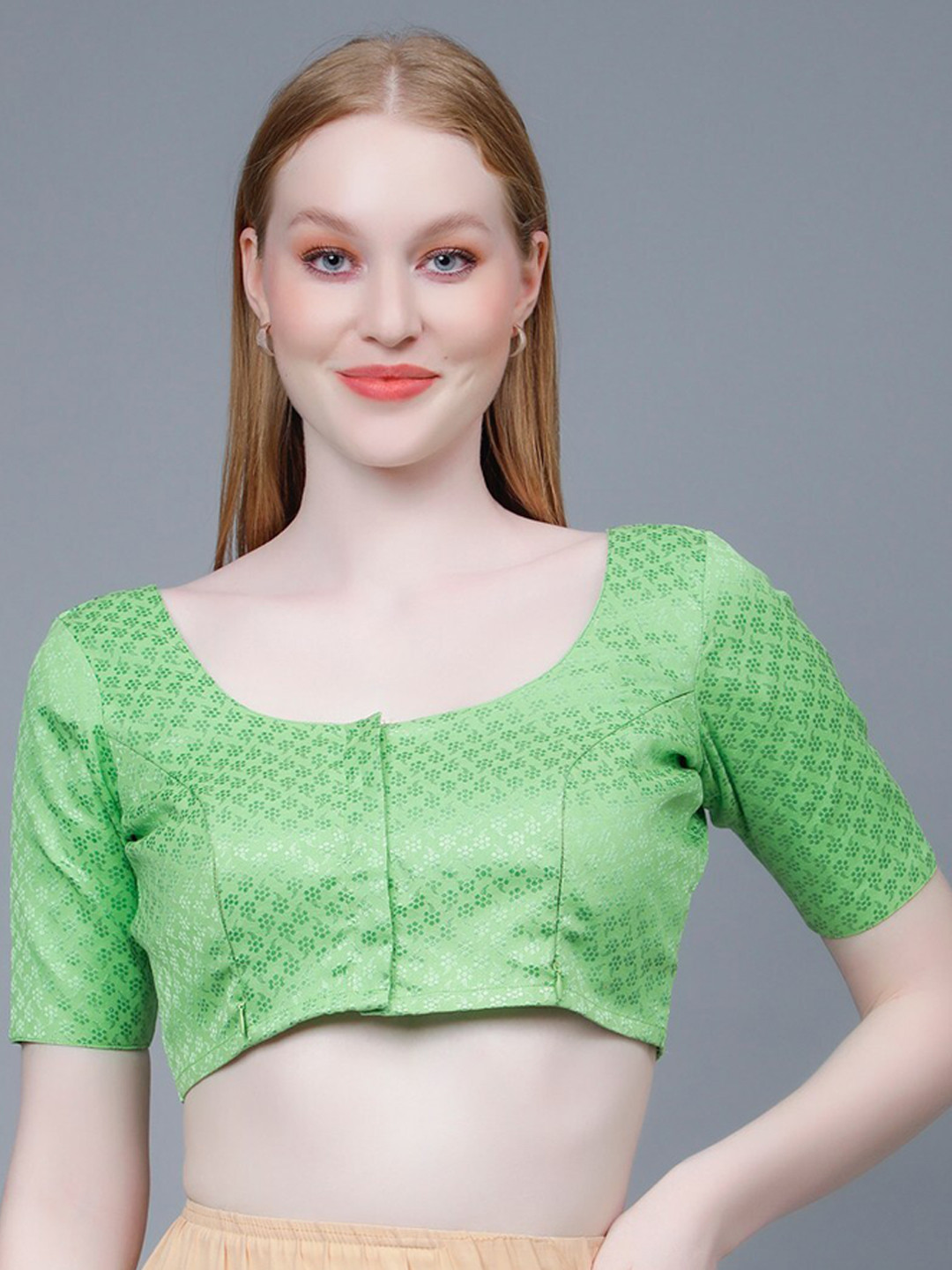 DUMMY SHAPE Woven Design Pure Cotton Maternity Saree Blouse