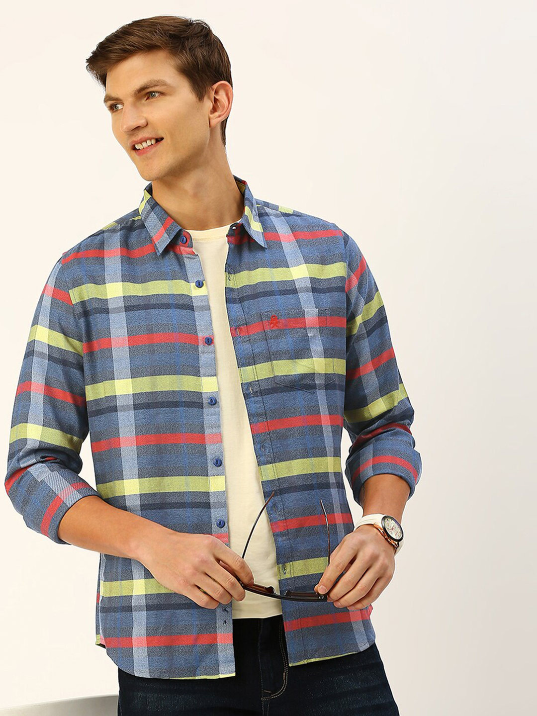 Thomas Scott Smart Slim Fit Tartan Checked Pure Cotton Casual Shirt