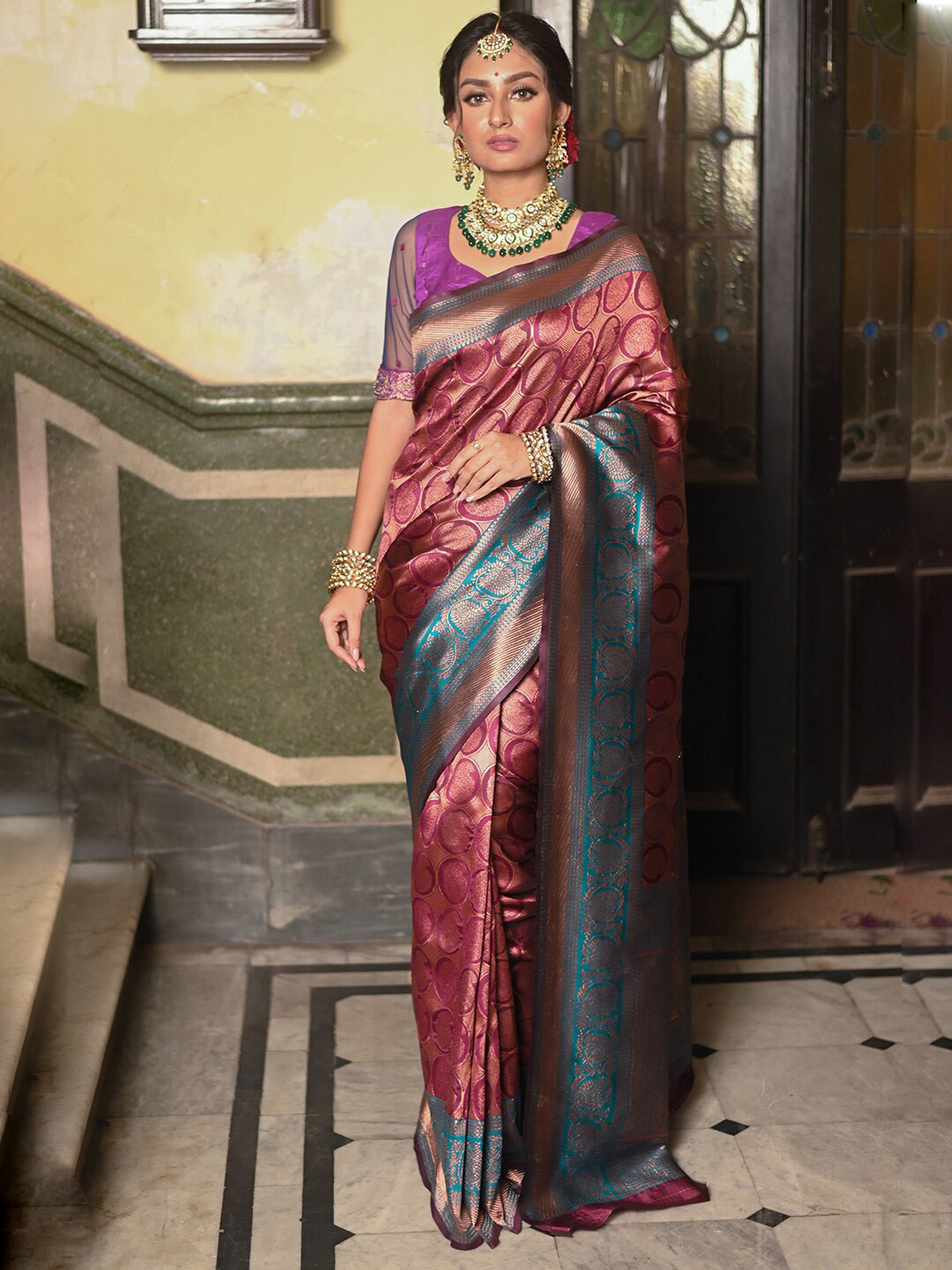 Anouk Rustic  Ethnic Motif Woven Design Zari Art Silk Saree