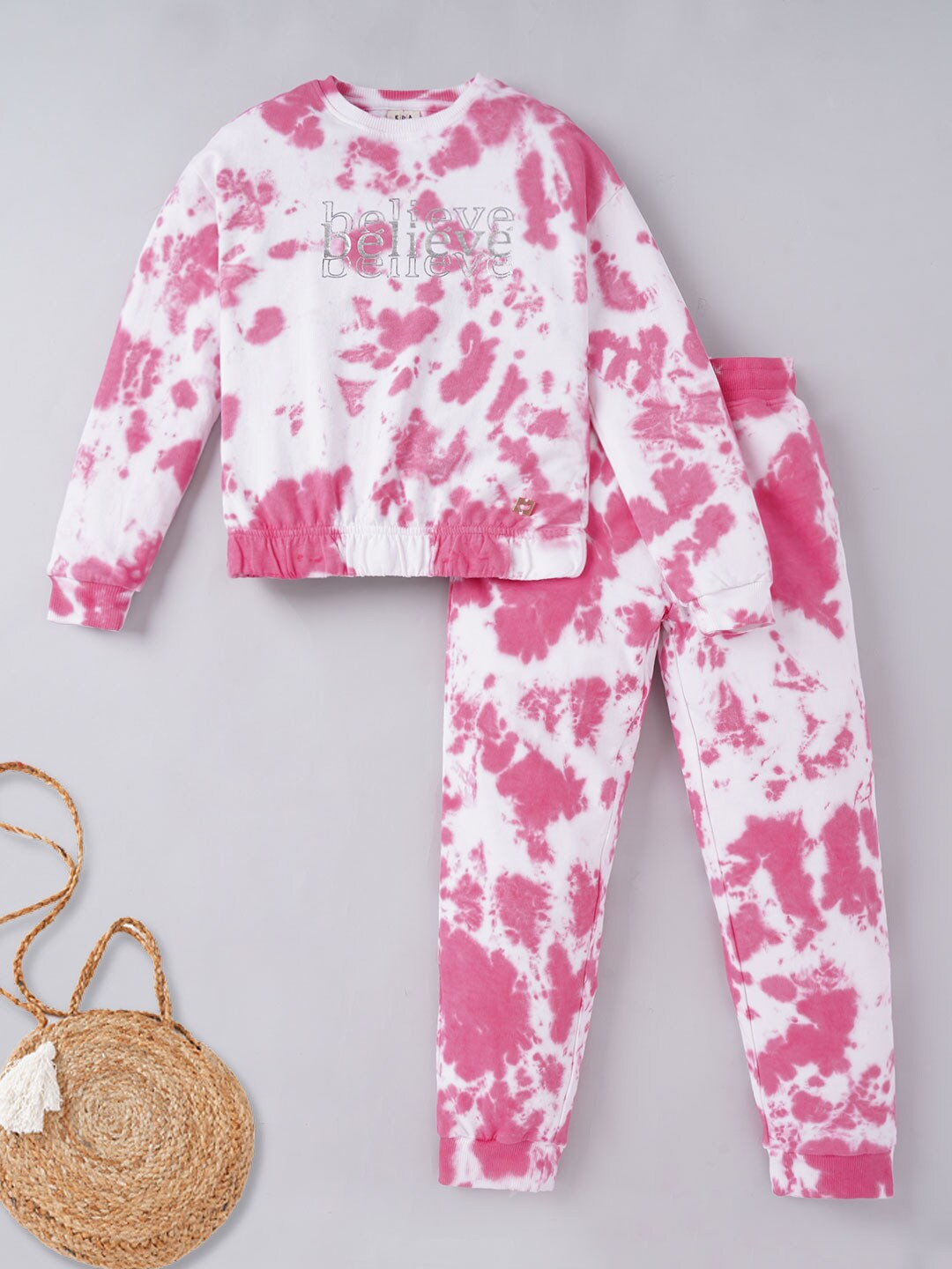 Ed-a-Mamma Girls Tie -Dye Pure Cotton T-shirt With Trousers