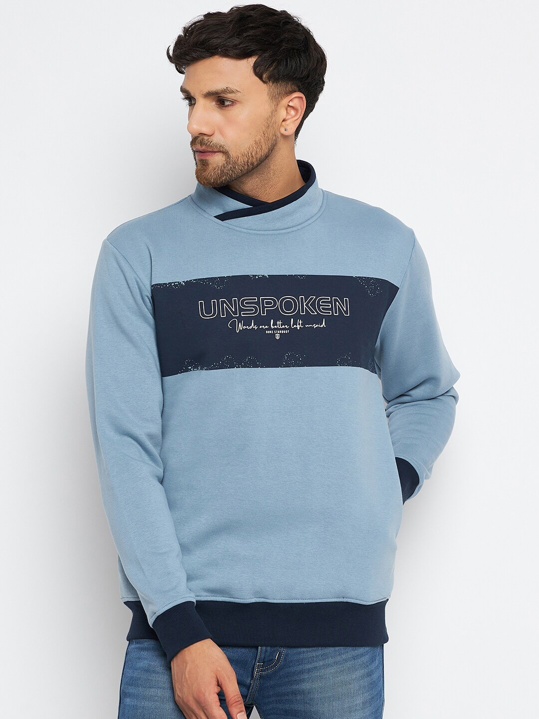 Duke Typography Printed Mock Neck Fleece Sweatshirt