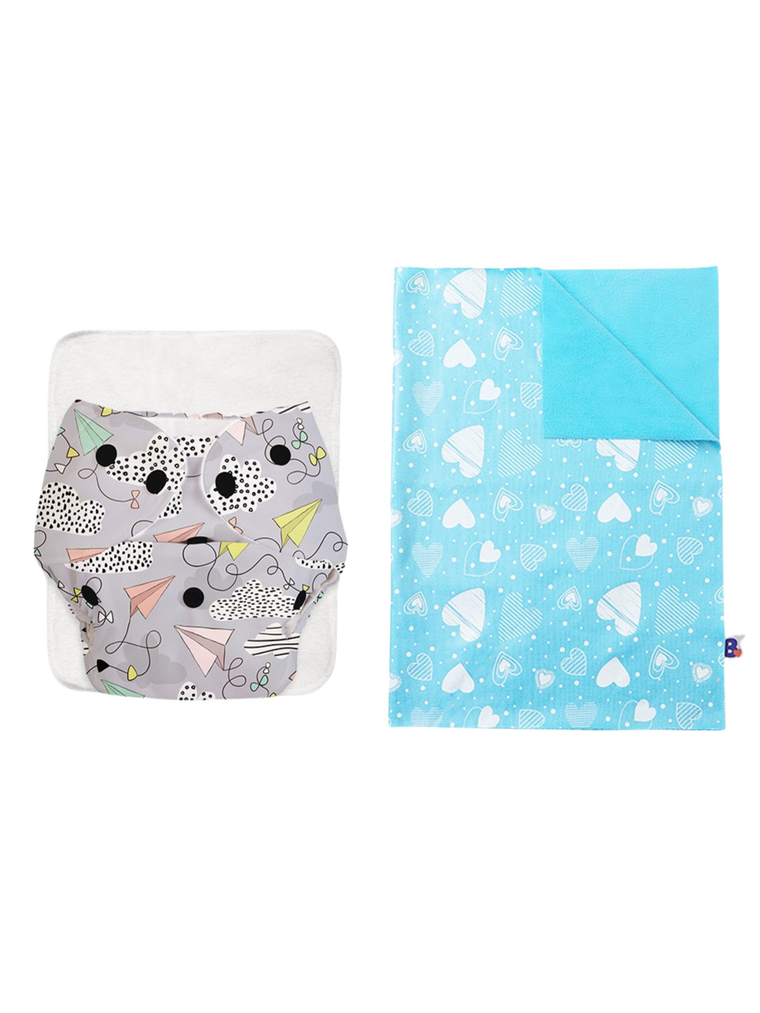 SuperBottoms Printed  Cotton Fleece Reusable Medium Basic Cloth Diaper & Quick Dry Mat