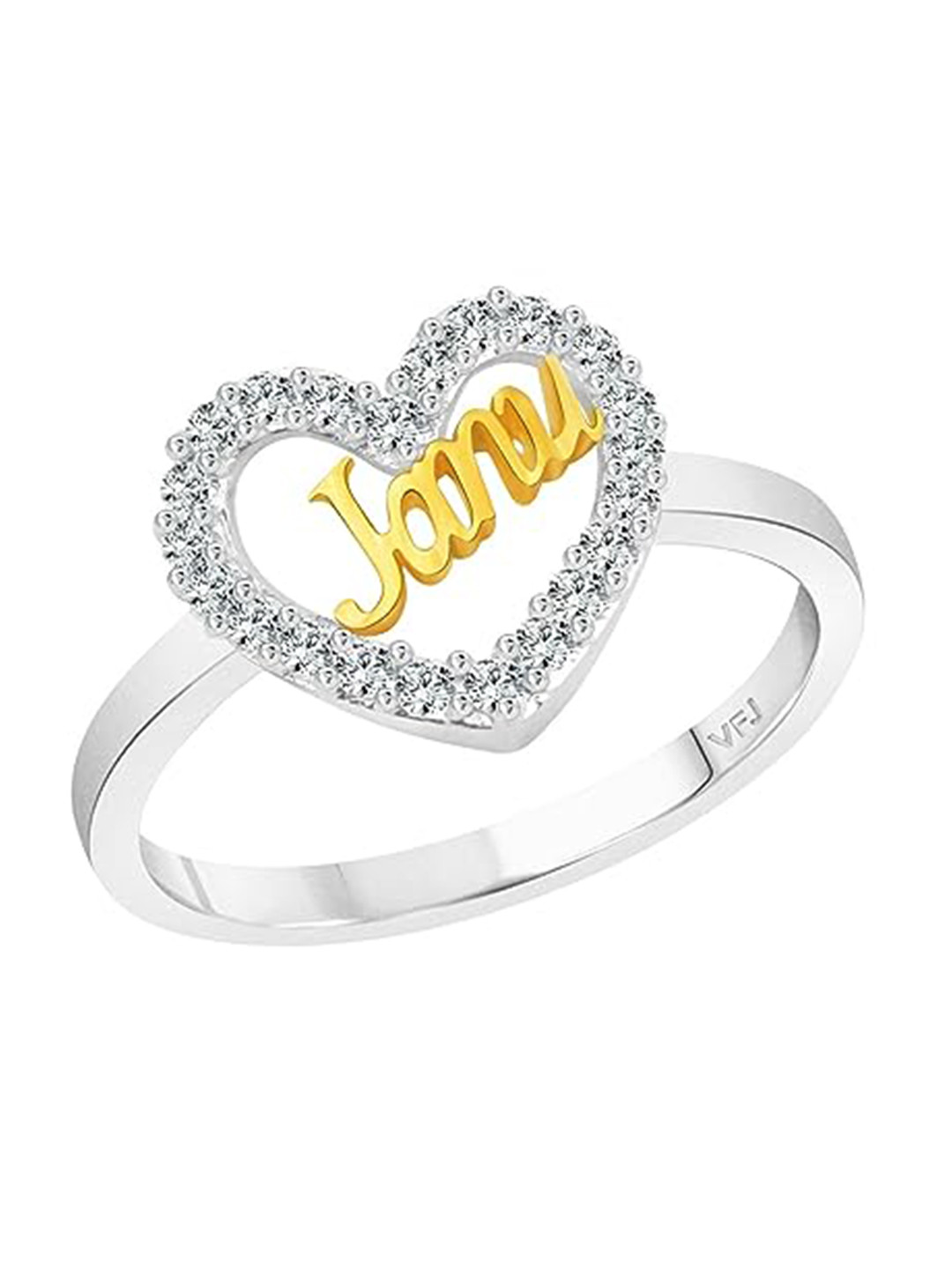 Vighnaharta Rhodium-Plated Gift My Love JANU CZ-Studded  Finger Ring