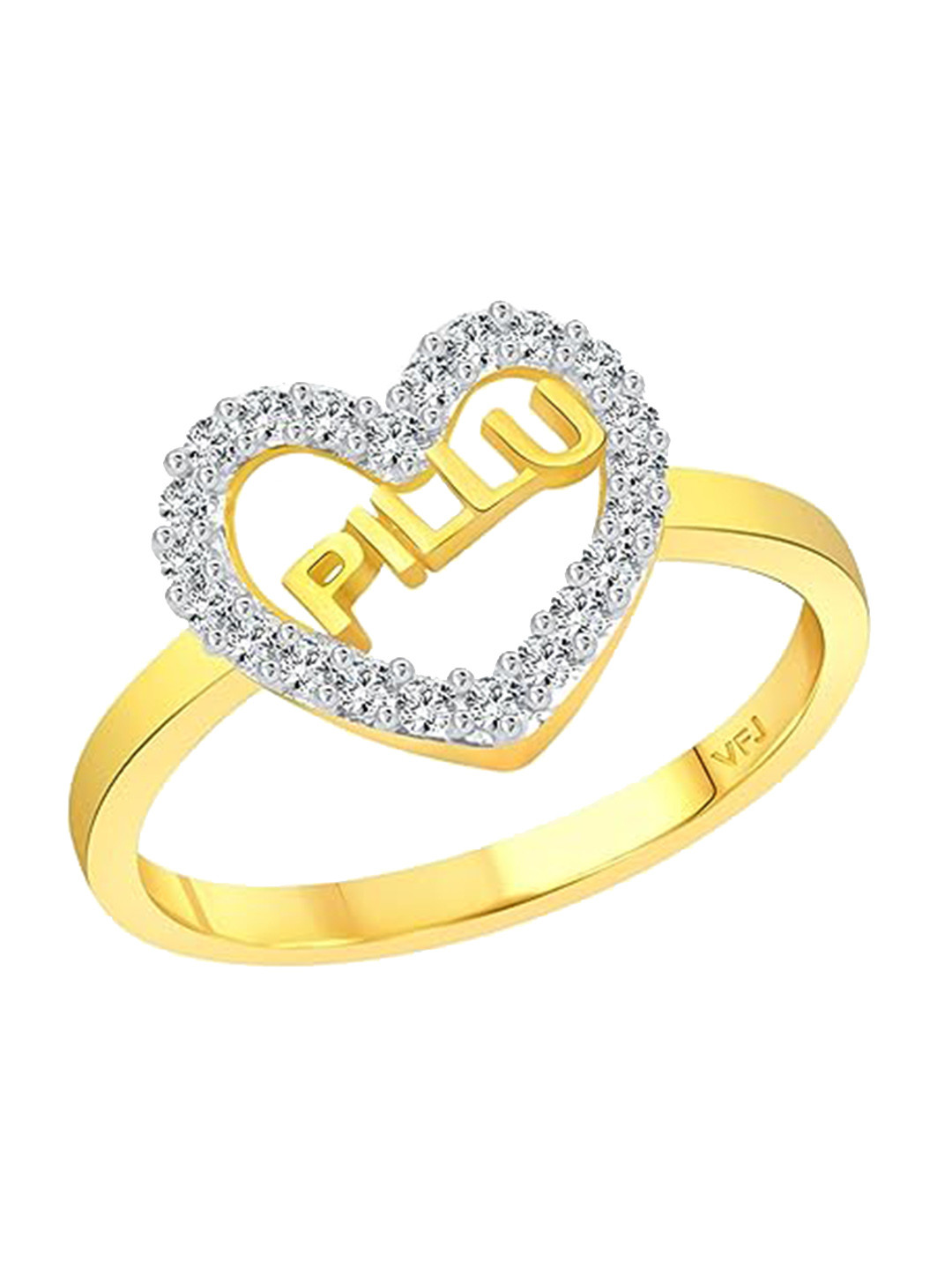 Vighnaharta Gold-Plated CZ-Studded Ring