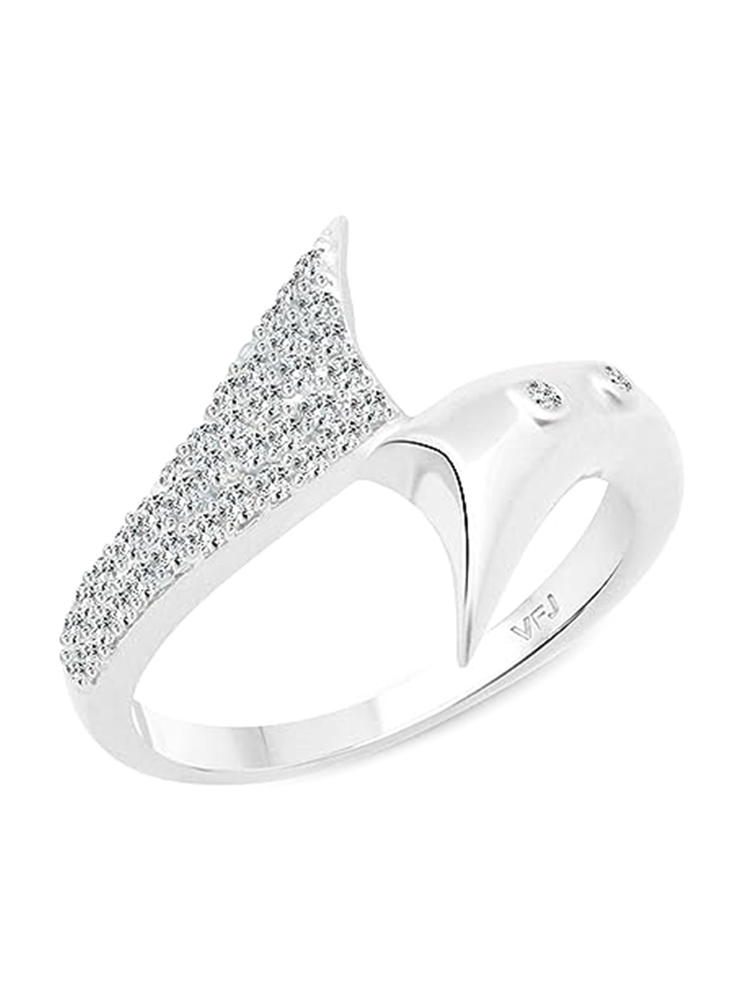 Vighnaharta Rhodium-Plated CZ Stone Studded Ring