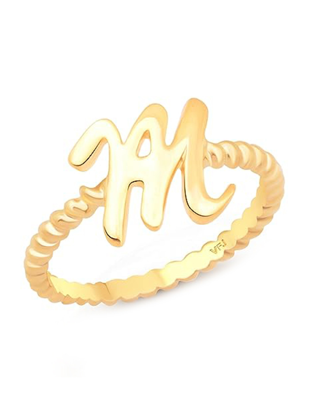 Vighnaharta Gold-Plated Alphabet M Spiral Little Ring