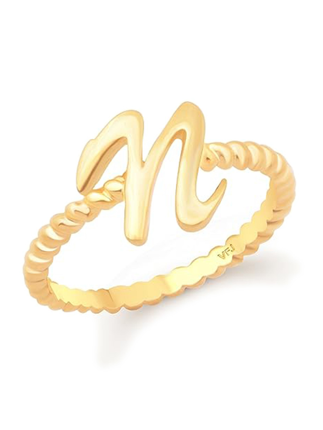 Vighnaharta Gold-Plated N Letter Spiral Finger Ring