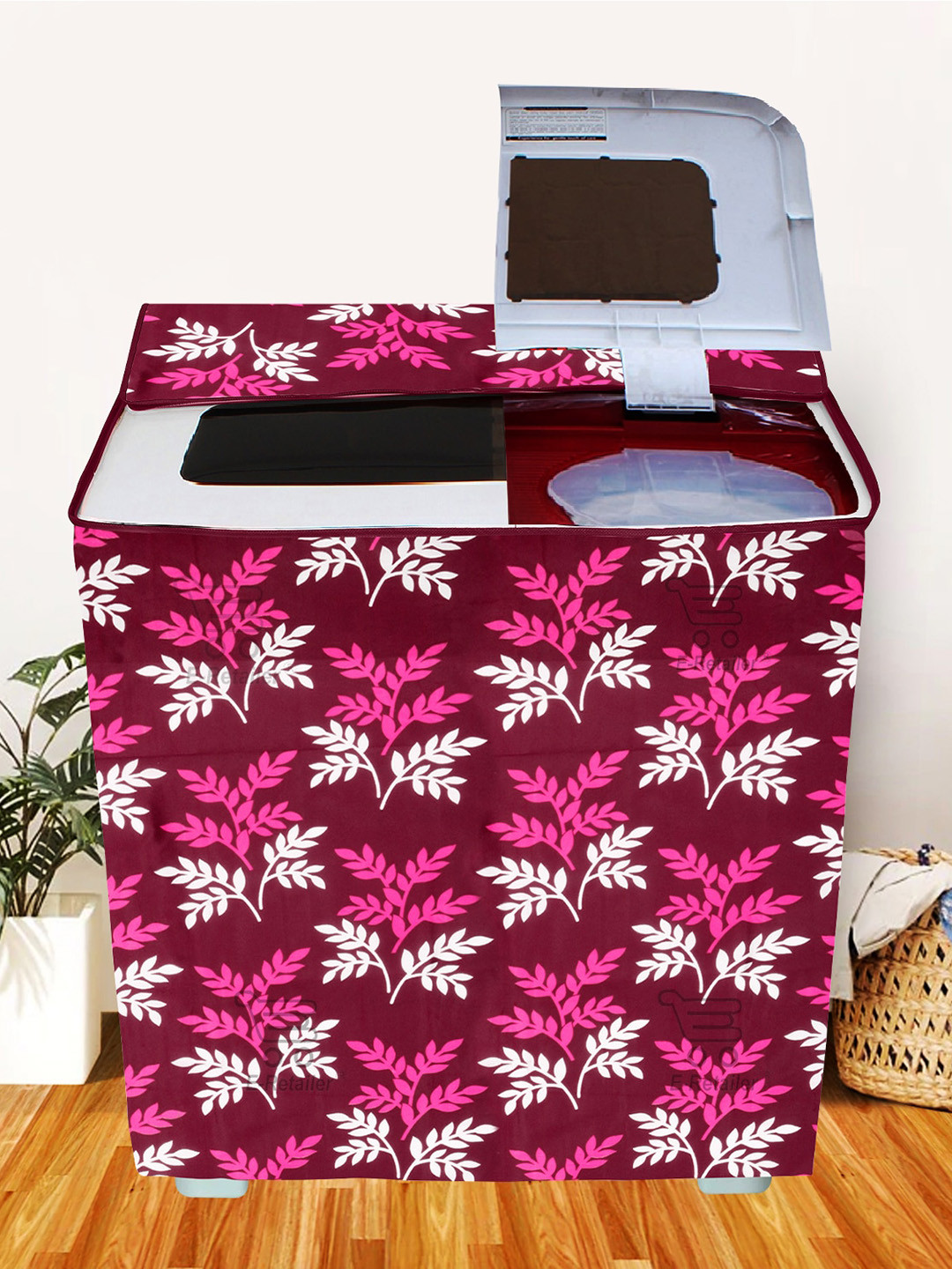 E-Retailer Purple & White Printed Washing Machine Cover