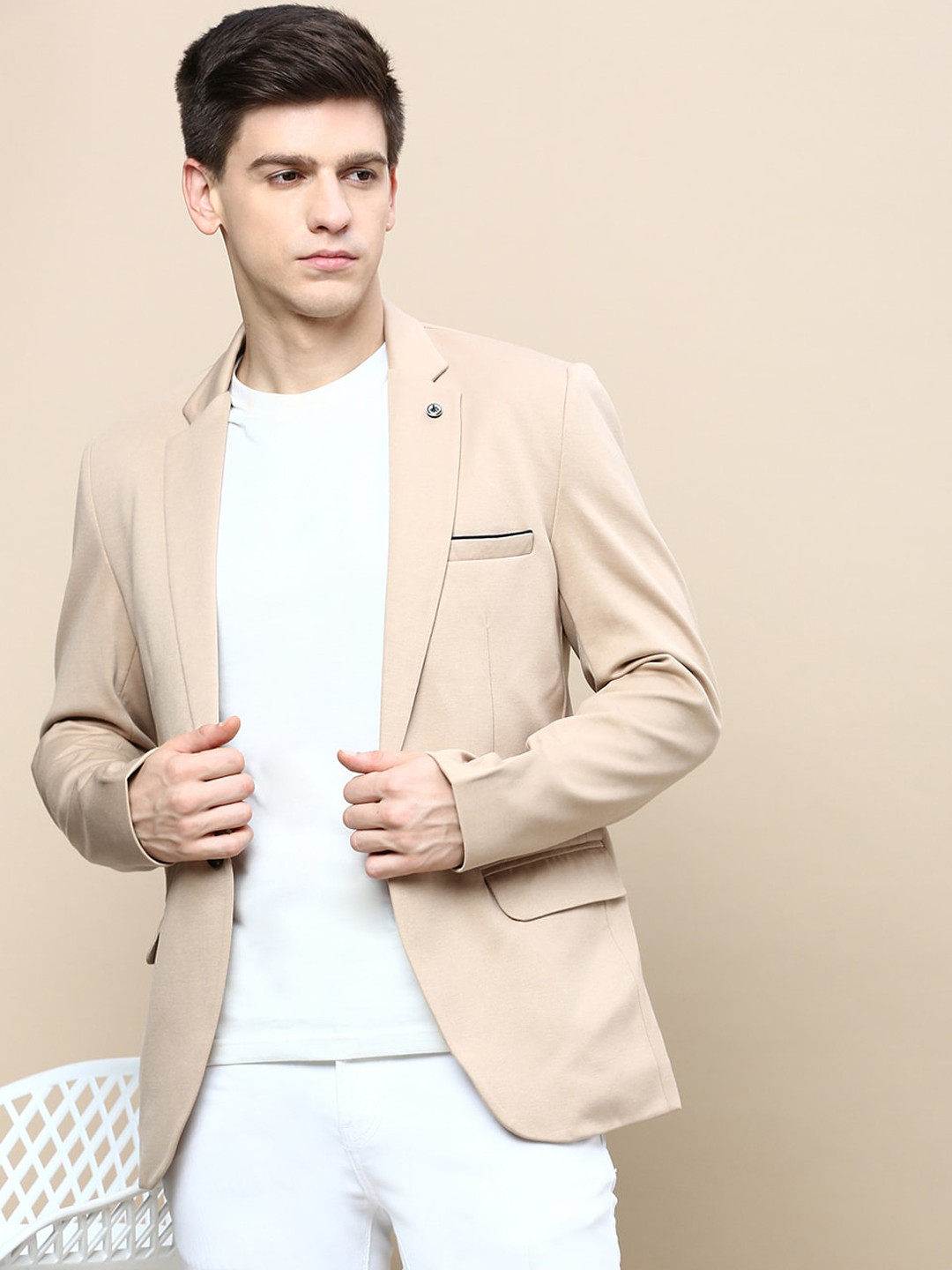 SHOWOFF Notched Lapel Slim-Fit Single Breasted Blazer