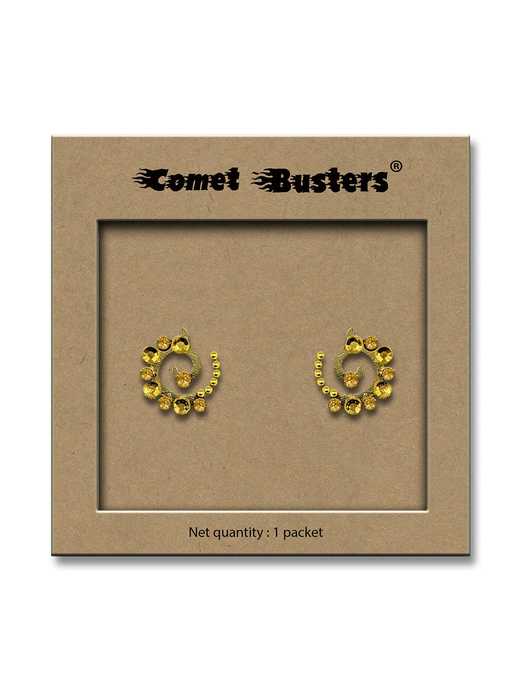 Comet Busters Yellow Embellished Stickers for Eyes - 2 Pcs