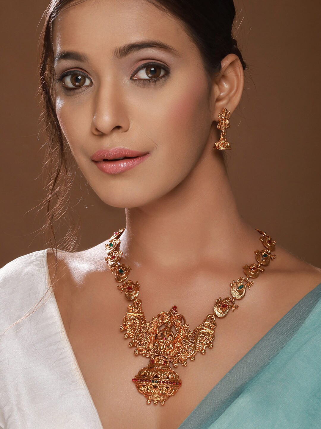 Anouk Gold Plated Temple Jewellery Set