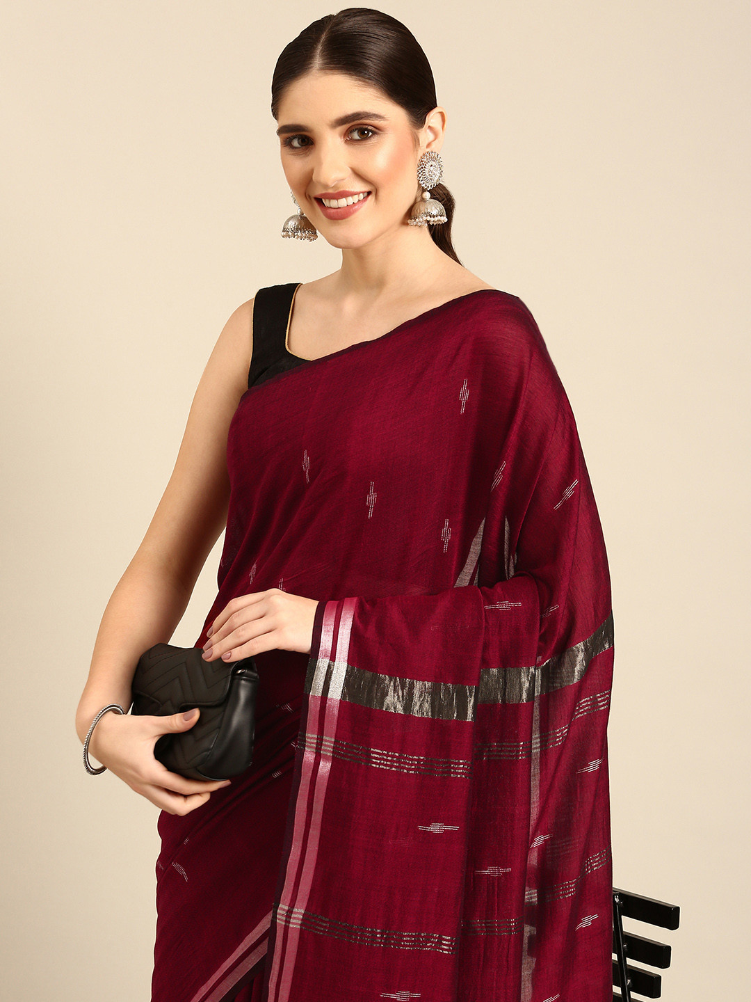 ArtEastri Handloom Jamdani Cotton Saree Without Blouse Piece