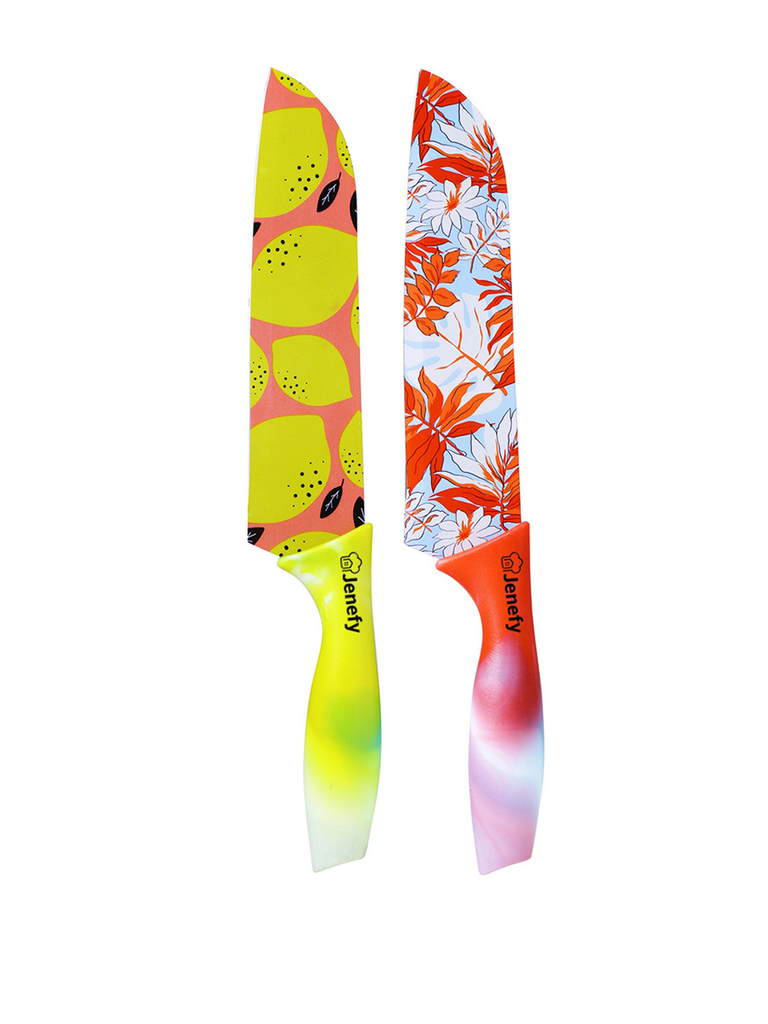 Jenefy Red & Yellow 2 Pieces Printed Stainless Steel Utility Knives