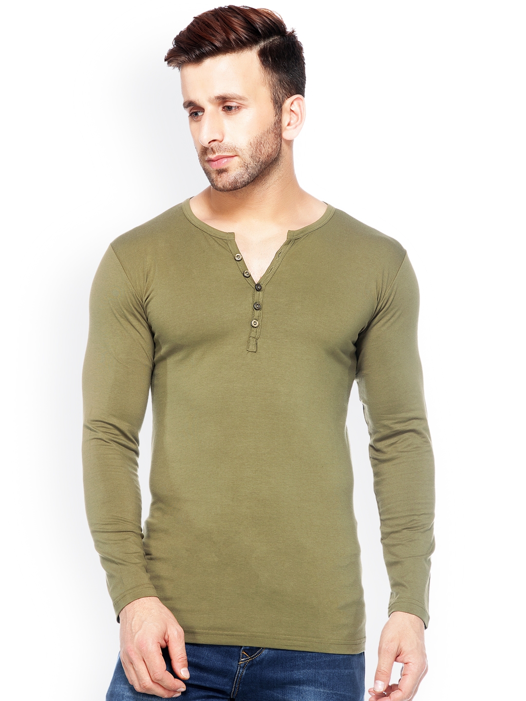 Buy Tinted Men Green Solid Slim Fit T Shirt - Tshirts for Men 2485195 |