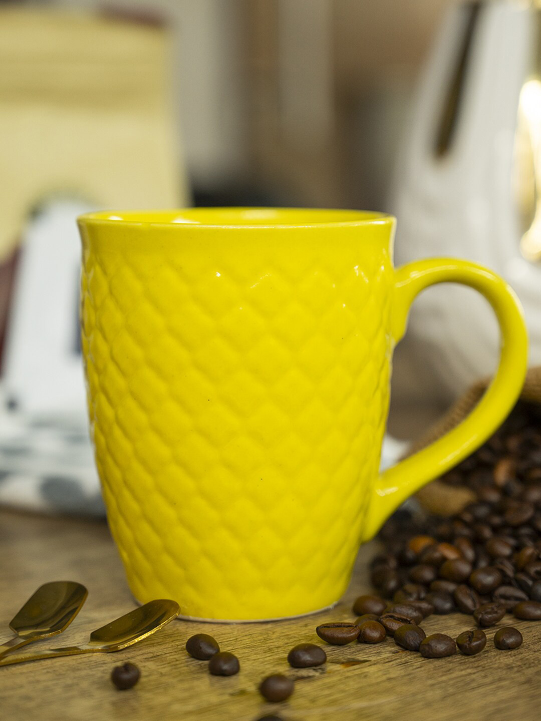 MARKET99 Yellow Textured Ceramic Matte Mug 320ml