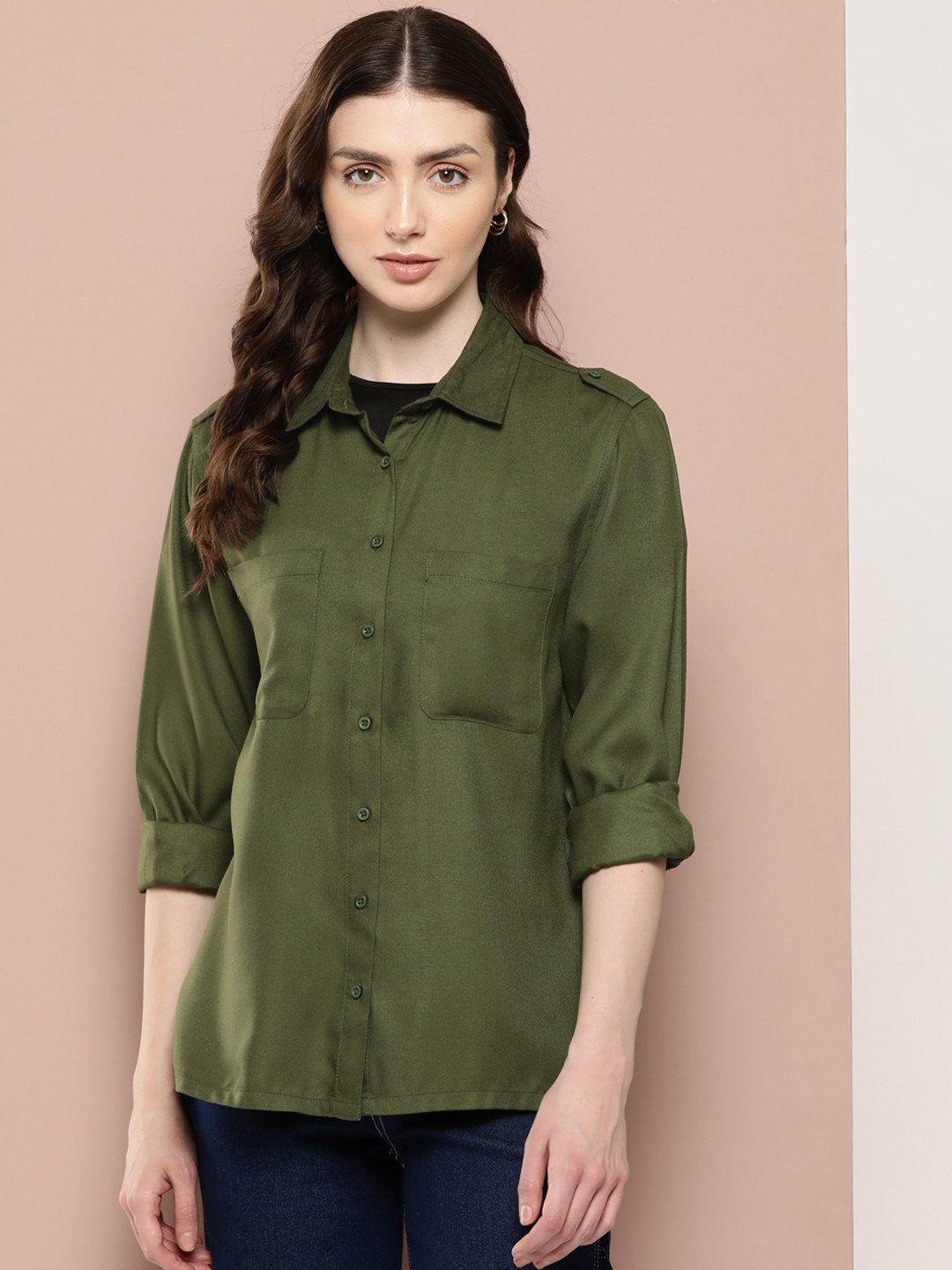 Harvard Shoulder Tabs Casual Longline Shirt