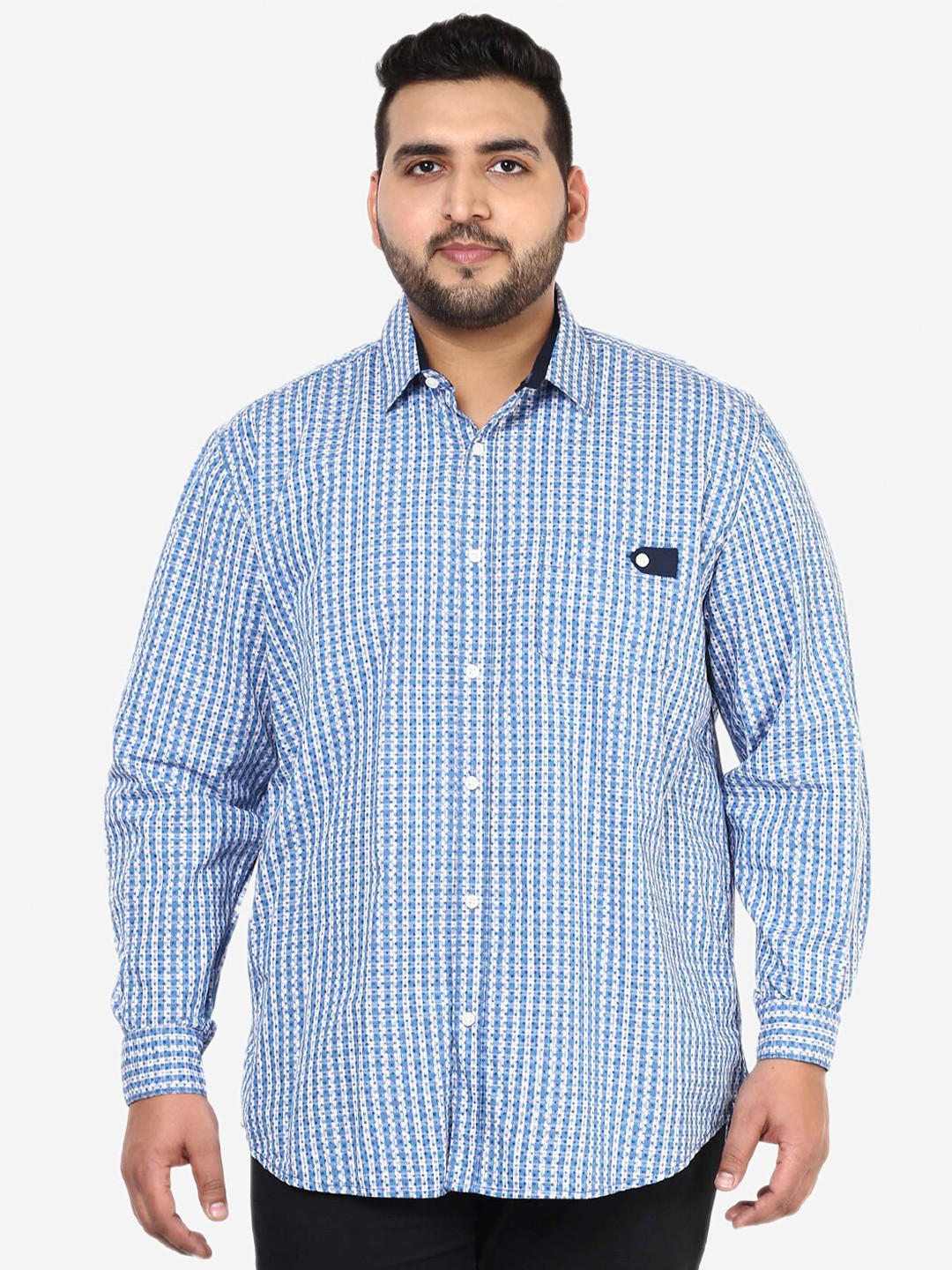 John Pride Plus Size Micro Ditsy Printed Pure Cotton Casual Shirt