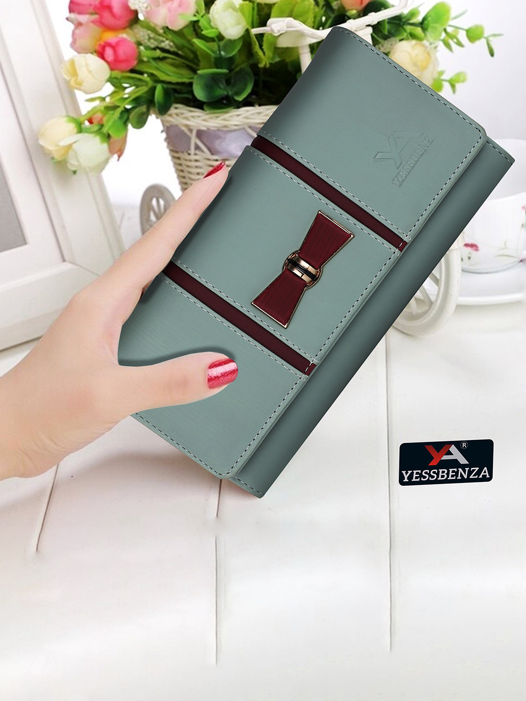 YESSBENZA Lime Green Bow Detail Purse Clutch