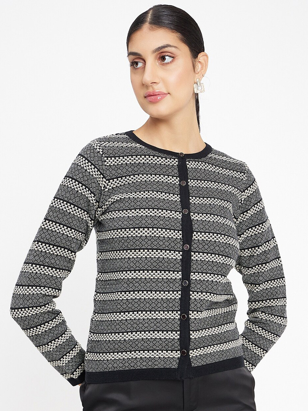 Madame Geometric Printed Cardigan Sweaters