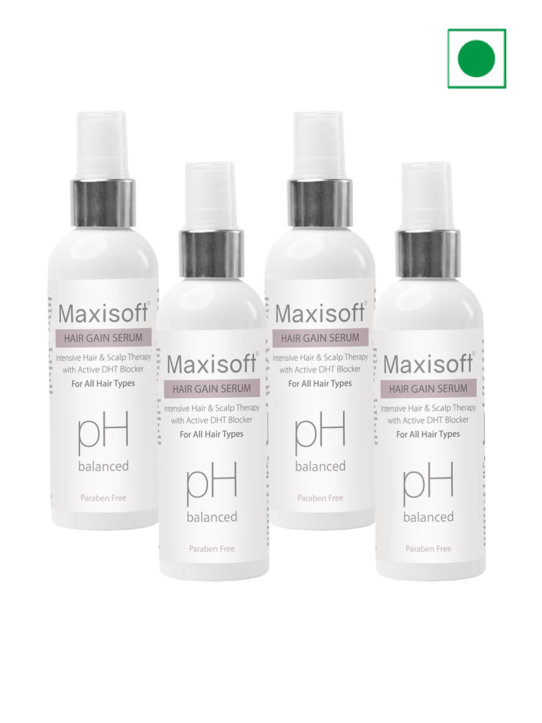 Maxisoft Set of 4 Hair Gain Serum with Active DHT Blocker - 100 ml Each