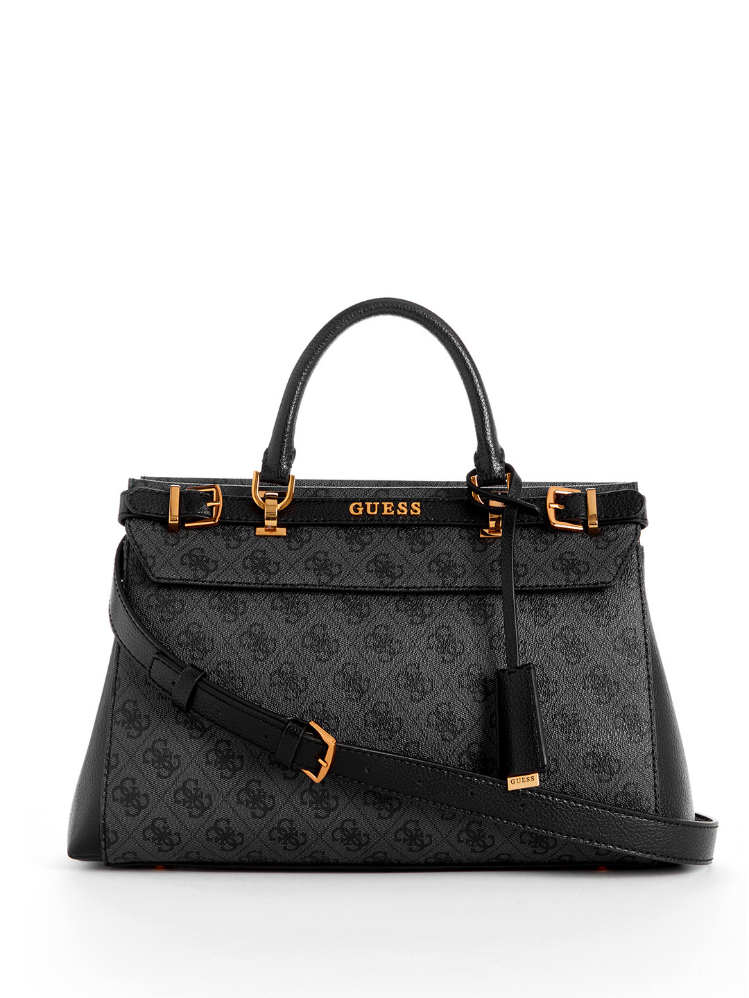 GUESS Brand Logo Print Structured Handheld Bag