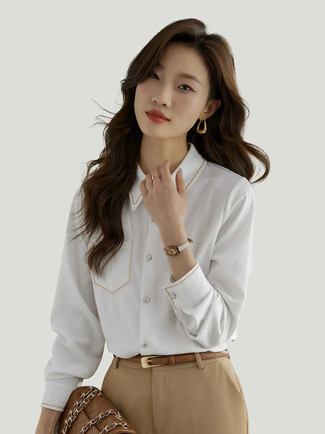 JC Collection Spread Collar Chest Pocket Casual Shirt