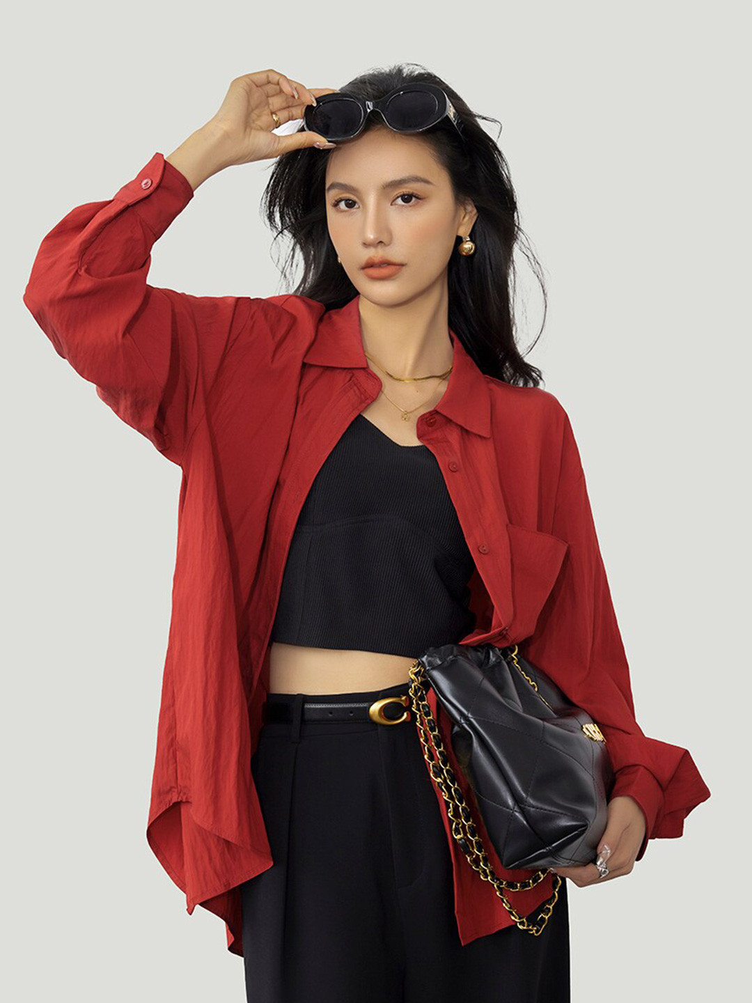 JC Collection Spread Collar Chest Pocket Casual Shirt