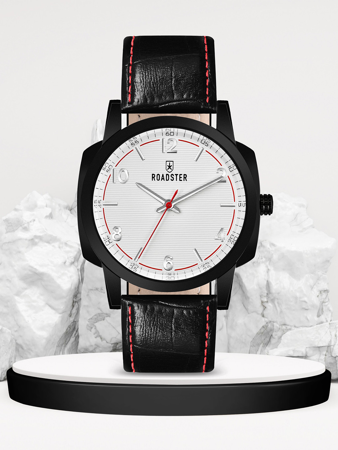 The Roadster Lifestyle Co. Men Leather Strap Analogue Reset Time Watches RD-07-White