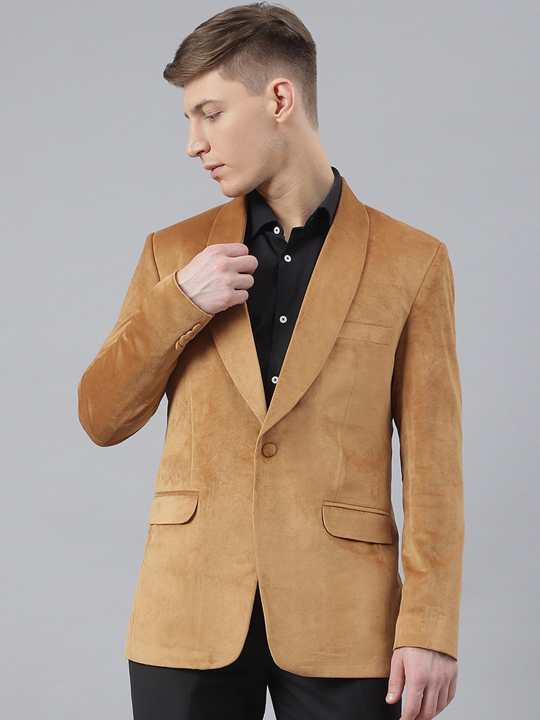 MR BUTTON Slim-Fit Shawl Collar Single-Breasted Formal Blazer